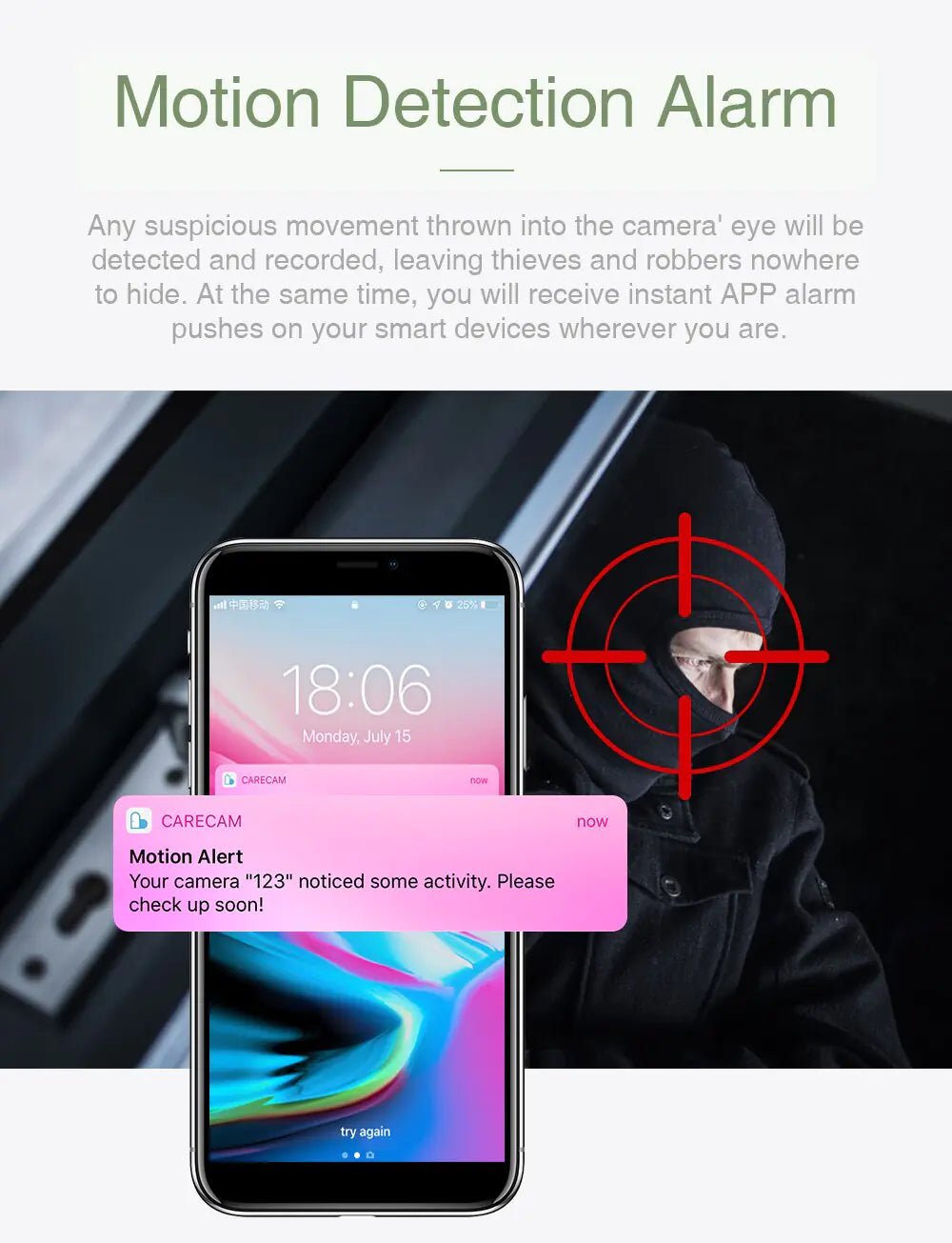 Wireless Security Camera 1080P Night Vision, Motion Detection, Activity Alert, Deterrent Alarm - AviaroTech